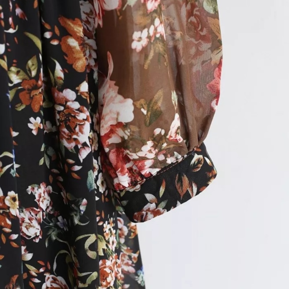 SOLD OUT Boho Fall Colors Chiffon Long Sleeve Dress - Picture 6 of 10